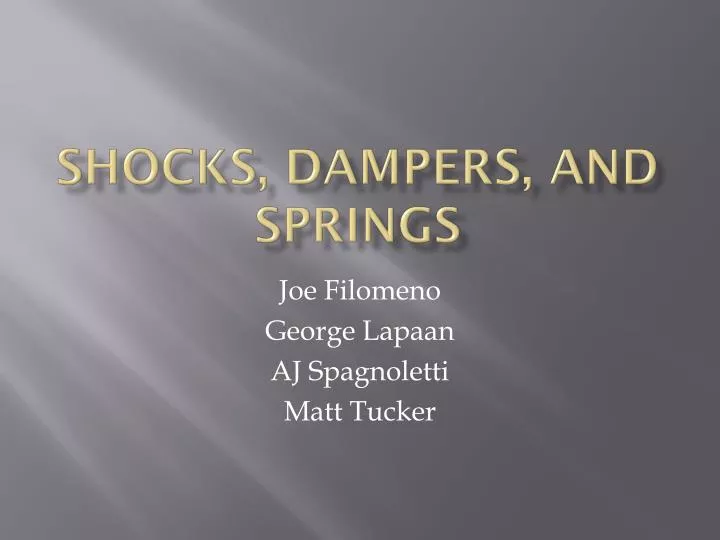 shocks dampers and springs