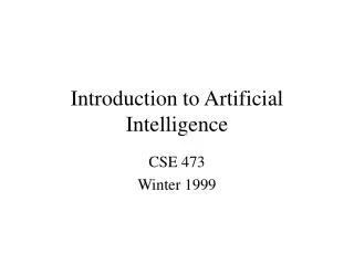 Introduction to Artificial Intelligence