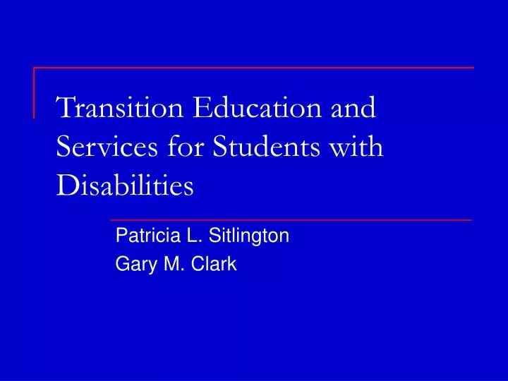 transition education and services for students with disabilities