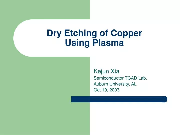 dry etching of copper using plasma