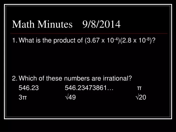 math minutes 9 8 2014