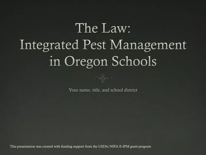 the law integrated pest management in oregon schools