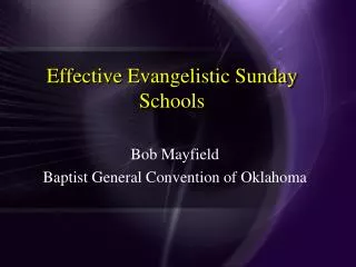Effective Evangelistic Sunday Schools