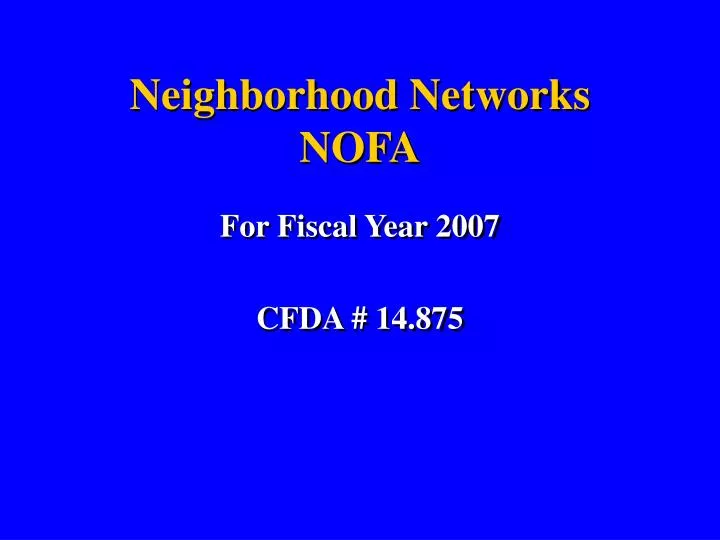 neighborhood networks nofa
