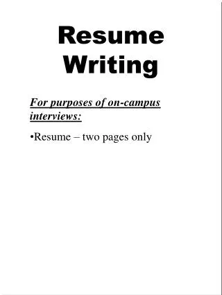 Resume Writing