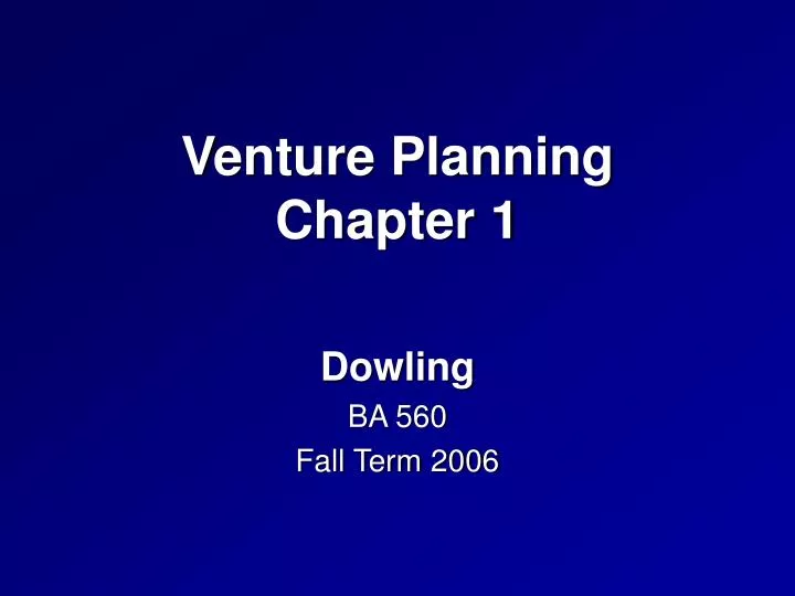 venture planning chapter 1