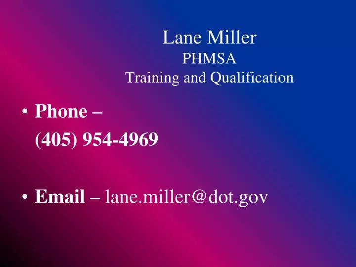 lane miller phmsa training and qualification