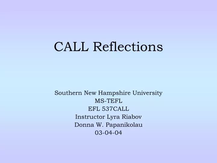 call reflections