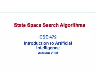 state space search algorithms