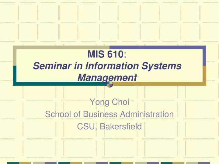 mis 610 seminar in information systems management