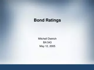 Bond Ratings