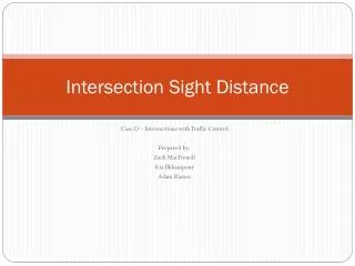 Intersection Sight Distance