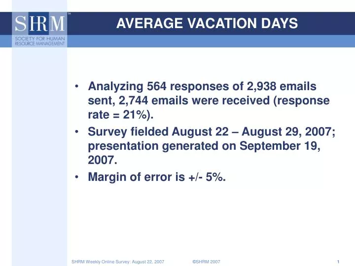average vacation days
