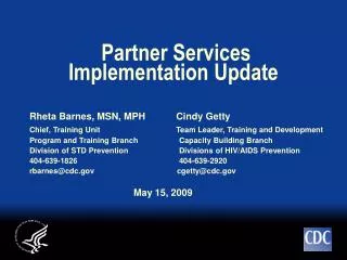 Partner Services Implementation Update