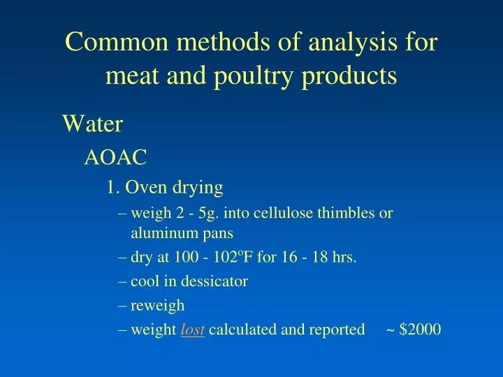 common methods of analysis for meat and poultry products