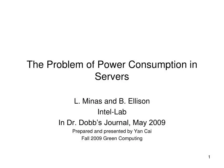 the problem of power consumption in servers