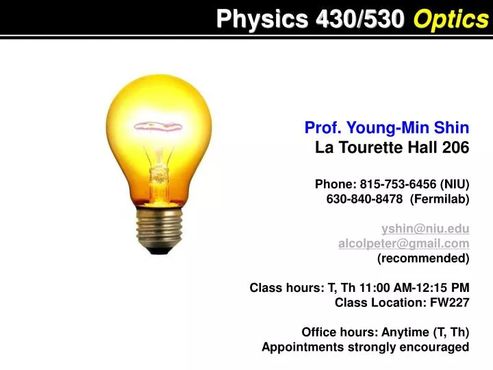 physics 430 530 optics