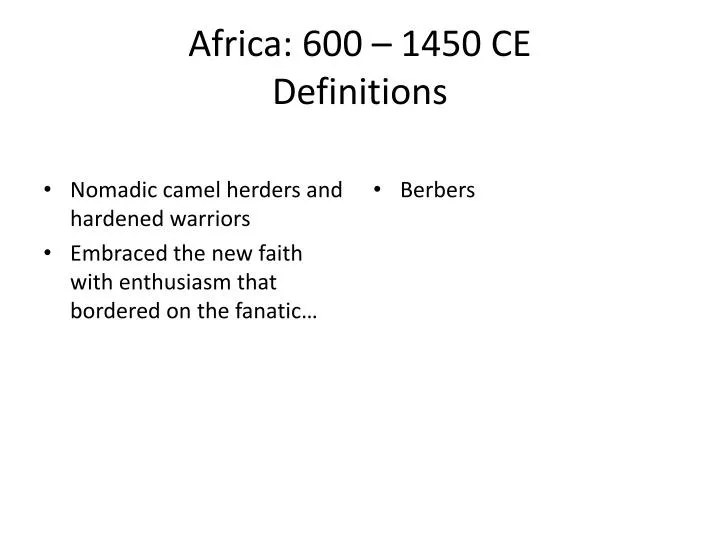 africa 600 1450 ce definitions