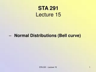 STA 291 Lecture 15