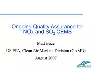 ongoing quality assurance for nox and so 2 cems