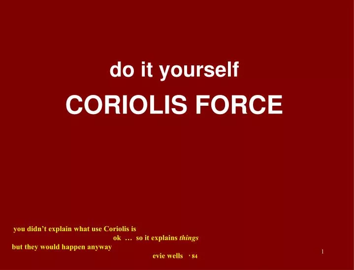 do it yourself coriolis force