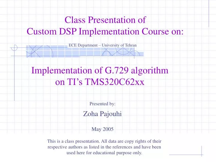 implementation of g 729 algorithm on ti s tms320c62xx