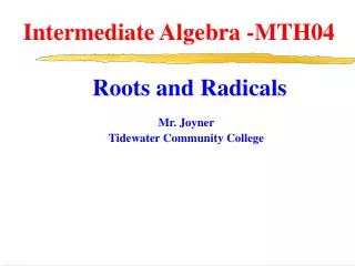 Intermediate Algebra -MTH04