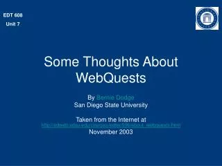 Some Thoughts About WebQuests