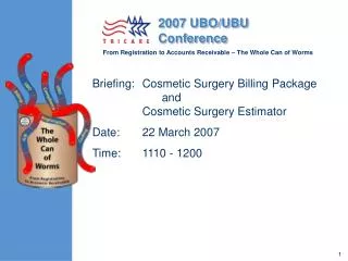Briefing:	Cosmetic Surgery Billing Package 			and 	Cosmetic Surgery Estimator Date:	22 March 2007