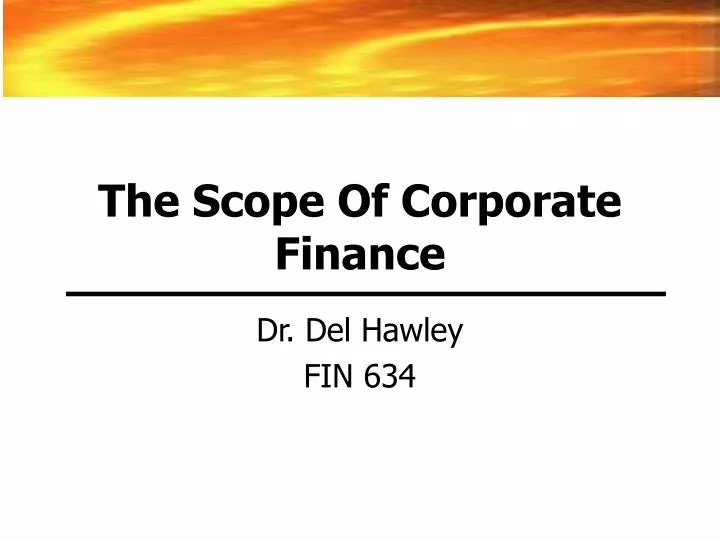 the scope of corporate finance