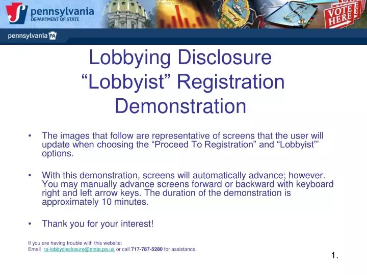 lobbying disclosure lobbyist registration demonstration