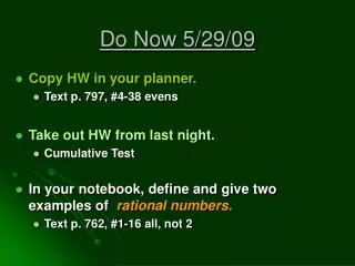 Do Now 5/29/09