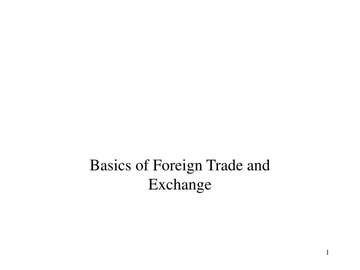 basics of foreign trade and exchange