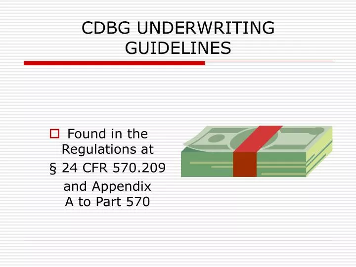 cdbg underwriting guidelines
