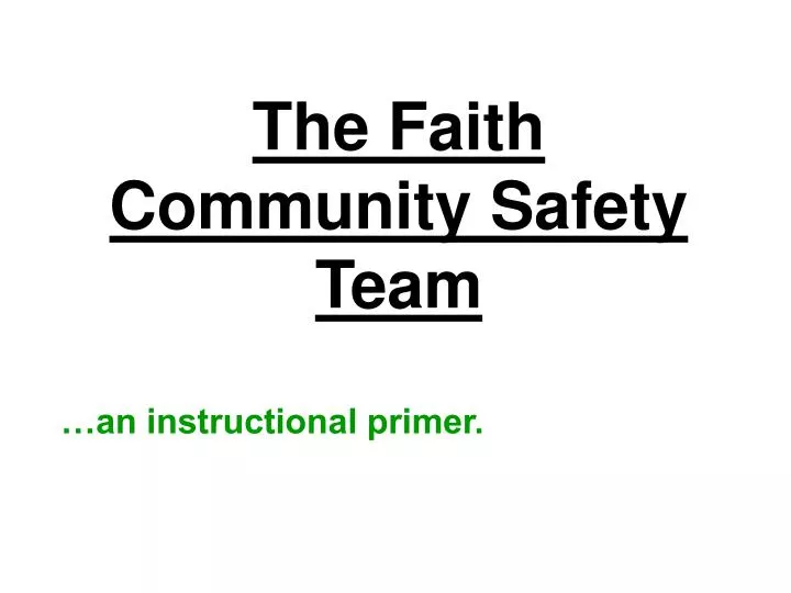 the faith community safety team