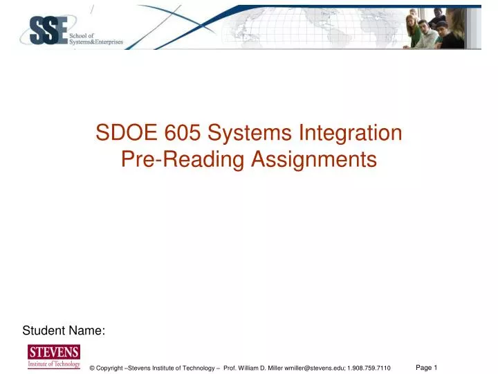 sdoe 605 systems integration pre reading assignments