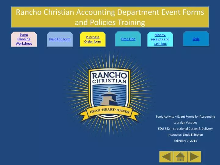 rancho christian accounting department event forms and policies training