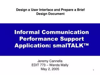 Design a User Interface and Prepare a Brief Design Document