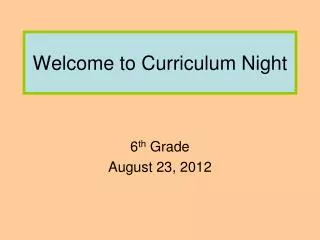 Welcome to Curriculum Night