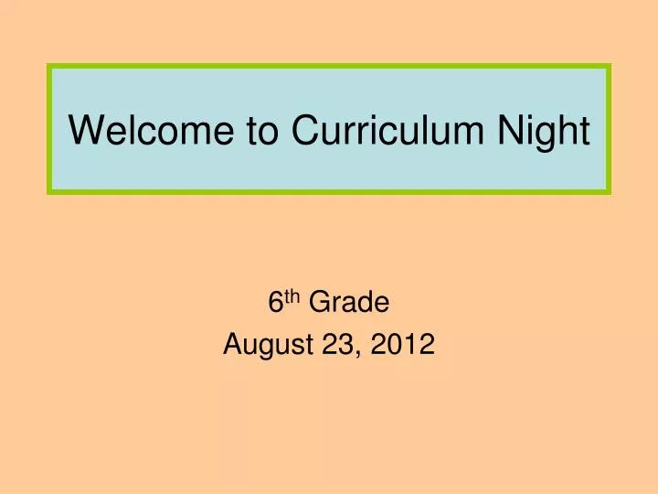 welcome to curriculum night