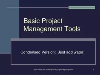 Basic Project Management Tools