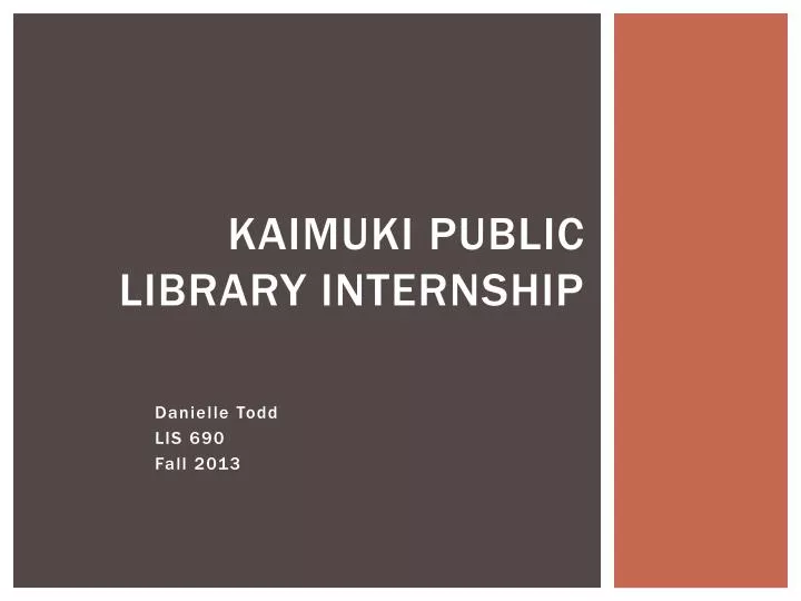 kaimuki public library internship