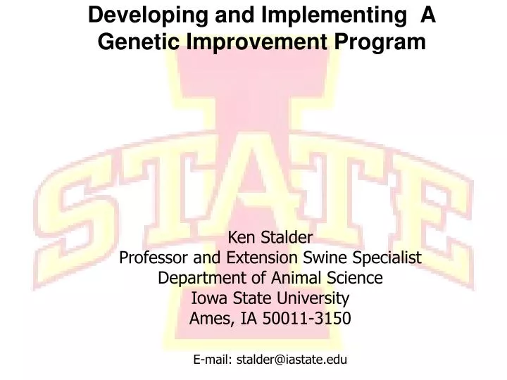 developing and implementing a genetic improvement program