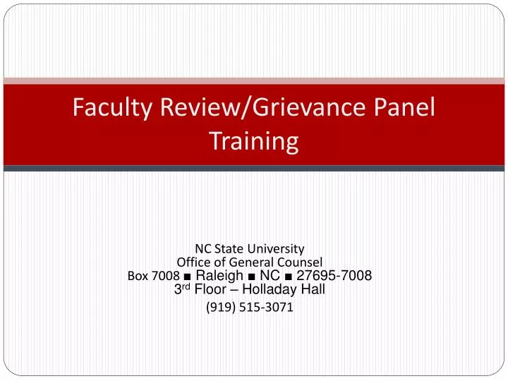 faculty review grievance panel training