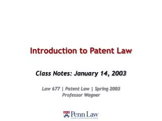 Introduction to Patent Law