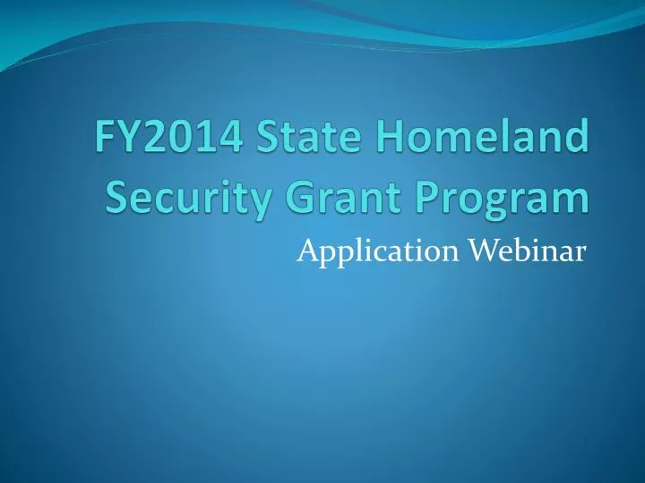 fy2014 state homeland security grant program