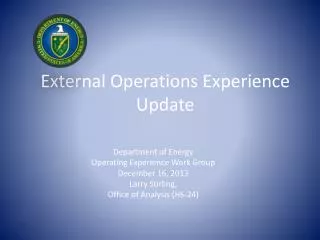 External Operations Experience Update