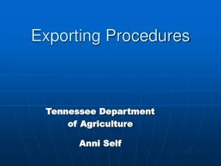 Exporting Procedures