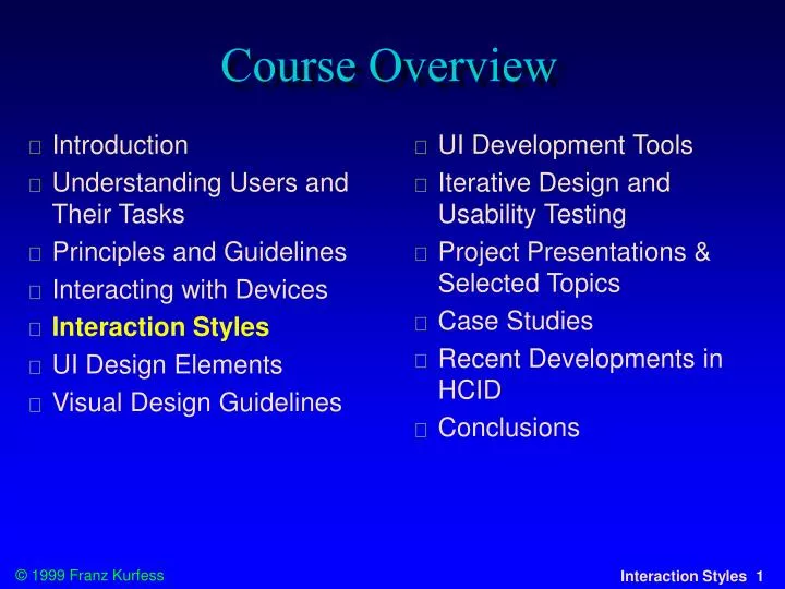 course overview