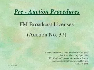 Pre - Auction Procedures